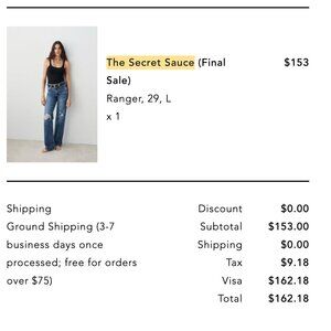 AYR The Secret Sauce Jeans - 29L (Never Worn)